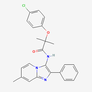 molecular formula C24H22ClN3O2 B2665002 2-(4-chlorophenoxy)-2-methyl-N-(7-methyl-2-phenylimidazo[1,2-a]pyridin-3-yl)propanamide CAS No. 850932-20-6