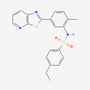 molecular formula C21H19N3O2S2 B2665015 4-ethyl-N-(2-methyl-5-(thiazolo[5,4-b]pyridin-2-yl)phenyl)benzenesulfonamide CAS No. 896679-64-4