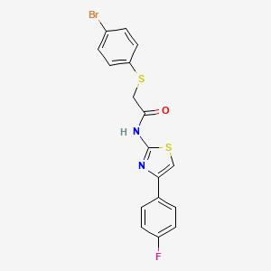 molecular formula C17H12BrFN2OS2 B2665017 2-((4-溴苯基)硫基)-N-(4-(4-氟苯基)-1,3-噻唑-2-基)乙酰胺 CAS No. 338957-68-9