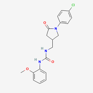 molecular formula C19H20ClN3O3 B2665029 1-((1-(4-Chlorophenyl)-5-oxopyrrolidin-3-yl)methyl)-3-(2-methoxyphenyl)urea CAS No. 954588-13-7