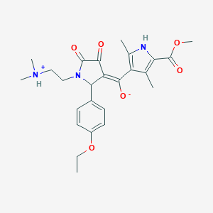molecular formula C25H31N3O6 B266503 (E)-{1-[2-(dimethylammonio)ethyl]-2-(4-ethoxyphenyl)-4,5-dioxopyrrolidin-3-ylidene}[5-(methoxycarbonyl)-2,4-dimethyl-1H-pyrrol-3-yl]methanolate 