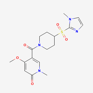 4-methoxy-1-methyl-5-(4-((1-methyl-1H-imidazol-2-yl)sulfonyl)piperidine-1-carbonyl)pyridin-2(1H)-one