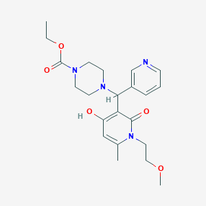 Ethyl 4-((4-hydroxy-1-(2-methoxyethyl)-6-methyl-2-oxo-1,2-dihydropyridin-3-yl)(pyridin-3-yl)methyl)piperazine-1-carboxylate