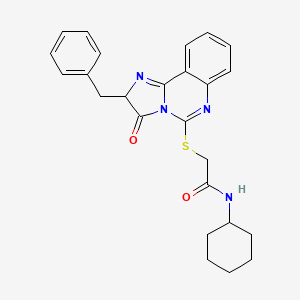 2-[(2-benzyl-3-oxo-2H-imidazo[1,2-c]quinazolin-5-yl)sulfanyl]-N-cyclohexylacetamide