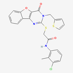 molecular formula C24H18ClN3O3S2 B2665063 N-(3-氯-2-甲基苯基)-2-{[4-氧代-3-(噻吩-2-基甲基)-3,4-二氢[1]苯并呋噁-2-基]硫基}乙酰胺 CAS No. 899754-75-7