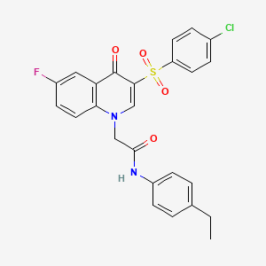 molecular formula C25H20ClFN2O4S B2665068 2-[3-(4-氯苯基)磺酰-6-氟-4-氧代喹啉-1-基]-N-(4-乙基苯基)乙酰胺 CAS No. 866808-61-9