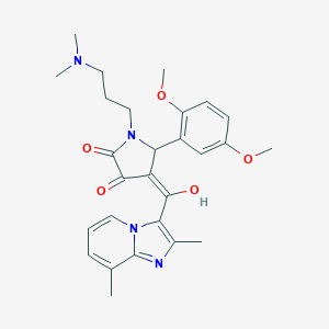 molecular formula C27H32N4O5 B266507 5-(2,5-dimethoxyphenyl)-1-[3-(dimethylamino)propyl]-4-[(2,8-dimethylimidazo[1,2-a]pyridin-3-yl)carbonyl]-3-hydroxy-1,5-dihydro-2H-pyrrol-2-one 