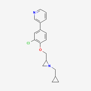 molecular formula C18H19ClN2O B2665087 3-[3-Chloro-4-[[1-(cyclopropylmethyl)aziridin-2-yl]methoxy]phenyl]pyridine CAS No. 2418679-05-5