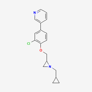 molecular formula C18H19ClN2O B2665087 3-(3-Chloro-4-{[1-(cyclopropylmethyl)aziridin-2-yl]methoxy}phenyl)pyridine CAS No. 2418679-05-5