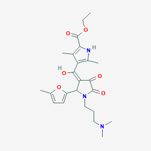 molecular formula C24H31N3O6 B266509 ethyl 4-{[1-[3-(dimethylamino)propyl]-4-hydroxy-2-(5-methyl-2-furyl)-5-oxo-2,5-dihydro-1H-pyrrol-3-yl]carbonyl}-3,5-dimethyl-1H-pyrrole-2-carboxylate 