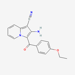 molecular formula C18H15N3O2 B2665090 2-Amino-3-(4-ethoxybenzoyl)indolizine-1-carbonitrile CAS No. 906162-36-5