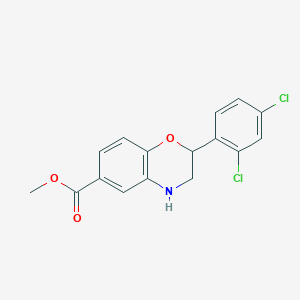 molecular formula C16H13Cl2NO3 B2665097 Methyl 2-(2,4-dichlorophenyl)-3,4-dihydro-2H-benzo[B][1,4]oxazine-6-carboxylate CAS No. 2007909-33-1