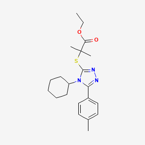 Propanoic acid, 2-[[4-cyclohexyl-5-(4-methylphenyl)-4H-1,2,4-triazol-3-yl]thio]-2-methyl-, ethyl ester