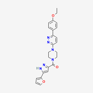molecular formula C24H24N6O3 B2665100 (4-(6-(4-乙氧基苯基)吡啶并[3,4-c]吡嗪-3-基)哌嗪-1-基)(3-(呋喃-2-基)-1H-吡唑-5-基)甲酮 CAS No. 1239130-76-7