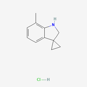 molecular formula C11H14ClN B2665101 7'-Methyl-1',2'-dihydrospiro[cyclopropane-1,3'-indole] hydrochloride CAS No. 2197056-64-5