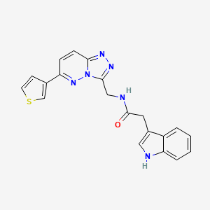 molecular formula C20H16N6OS B2665103 2-(1H-indol-3-yl)-N-((6-(thiophen-3-yl)-[1,2,4]triazolo[4,3-b]pyridazin-3-yl)methyl)acetamide CAS No. 1904367-12-9
