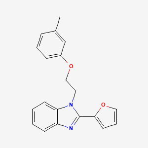 molecular formula C20H18N2O2 B2665104 2-(Furan-2-yl)-1-[2-(3-methylphenoxy)ethyl]benzimidazole CAS No. 637754-47-3