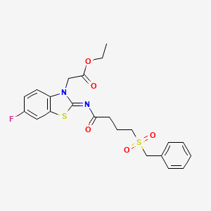 (E)-ethyl 2-(2-((4-(benzylsulfonyl)butanoyl)imino)-6-fluorobenzo[d]thiazol-3(2H)-yl)acetate