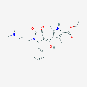 molecular formula C26H33N3O5 B266512 ethyl 4-{[1-[3-(dimethylamino)propyl]-4-hydroxy-2-(4-methylphenyl)-5-oxo-2,5-dihydro-1H-pyrrol-3-yl]carbonyl}-3,5-dimethyl-1H-pyrrole-2-carboxylate 