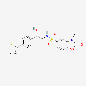 molecular formula C20H18N2O5S2 B2665136 N-{2-hydroxy-2-[4-(thiophen-2-yl)phenyl]ethyl}-3-methyl-2-oxo-2,3-dihydro-1,3-benzoxazole-5-sulfonamide CAS No. 2380188-52-1