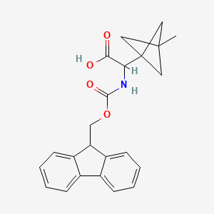 molecular formula C23H23NO4 B2665142 2-(9H-Fluoren-9-ylmethoxycarbonylamino)-2-(3-methyl-1-bicyclo[1.1.1]pentanyl)acetic acid CAS No. 2287262-45-5