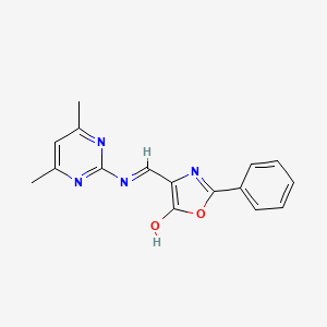 molecular formula C16H14N4O2 B2665144 4-{[(4,6-dimethyl-2-pyrimidinyl)amino]methylene}-2-phenyl-1,3-oxazol-5(4H)-one CAS No. 116306-63-9