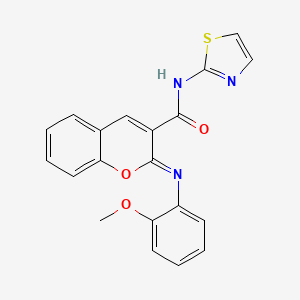 molecular formula C20H15N3O3S B2665154 (2Z)-2-[(2-methoxyphenyl)imino]-N-(1,3-thiazol-2-yl)-2H-chromene-3-carboxamide CAS No. 688767-54-6