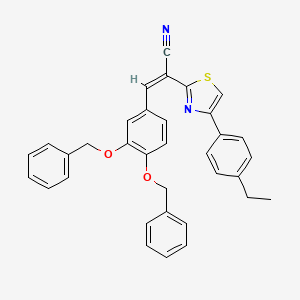 molecular formula C34H28N2O2S B2665155 (Z)-3-(3,4-bis(benzyloxy)phenyl)-2-(4-(4-ethylphenyl)thiazol-2-yl)acrylonitrile CAS No. 476673-08-2
