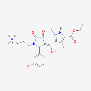 molecular formula C25H30FN3O5 B266516 (E)-{1-[3-(dimethylammonio)propyl]-2-(3-fluorophenyl)-4,5-dioxopyrrolidin-3-ylidene}[5-(ethoxycarbonyl)-2,4-dimethyl-1H-pyrrol-3-yl]methanolate 