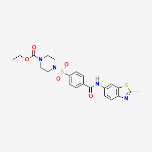 molecular formula C22H24N4O5S2 B2665170 Ethyl 4-((4-((2-methylbenzo[d]thiazol-6-yl)carbamoyl)phenyl)sulfonyl)piperazine-1-carboxylate CAS No. 361174-01-8