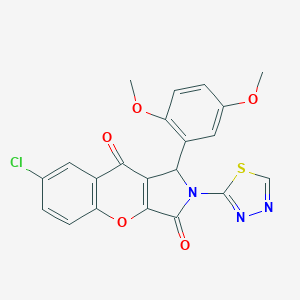 molecular formula C21H14ClN3O5S B266518 7-Chloro-1-(2,5-dimethoxyphenyl)-2-(1,3,4-thiadiazol-2-yl)-1,2-dihydrochromeno[2,3-c]pyrrole-3,9-dione 