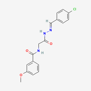 molecular formula C17H16ClN3O3 B2665186 (E)-N-(2-(2-(4-chlorobenzylidene)hydrazinyl)-2-oxoethyl)-3-methoxybenzamide CAS No. 391877-93-3