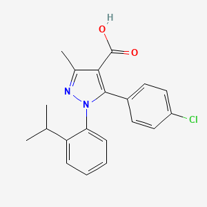 molecular formula C20H19ClN2O2 B2665187 5-(4-Chlorophenyl)-1-(2-isopropylphenyl)-3-methyl-1H-pyrazole-4-carboxylic acid CAS No. 956743-50-3