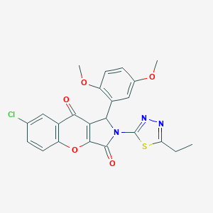 molecular formula C23H18ClN3O5S B266519 7-Chloro-1-(2,5-dimethoxyphenyl)-2-(5-ethyl-1,3,4-thiadiazol-2-yl)-1,2-dihydrochromeno[2,3-c]pyrrole-3,9-dione 