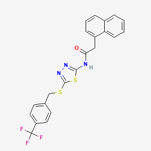 molecular formula C22H16F3N3OS2 B2665194 2-naphthalen-1-yl-N-[5-[[4-(trifluoromethyl)phenyl]methylsulfanyl]-1,3,4-thiadiazol-2-yl]acetamide CAS No. 392301-68-7