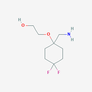 molecular formula C9H17F2NO2 B2665195 2-{[1-(Aminomethyl)-4,4-difluorocyclohexyl]oxy}ethan-1-ol CAS No. 1997216-16-6