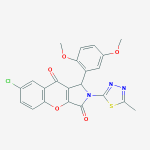 molecular formula C22H16ClN3O5S B266520 7-Chloro-1-(2,5-dimethoxyphenyl)-2-(5-methyl-1,3,4-thiadiazol-2-yl)-1,2-dihydrochromeno[2,3-c]pyrrole-3,9-dione 