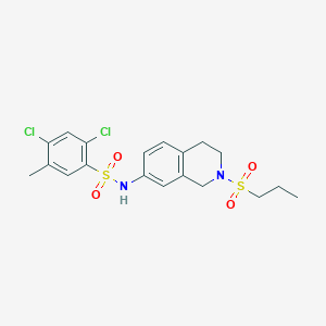 molecular formula C19H22Cl2N2O4S2 B2665201 2,4-dichloro-5-methyl-N-(2-(propylsulfonyl)-1,2,3,4-tetrahydroisoquinolin-7-yl)benzenesulfonamide CAS No. 1207053-61-9
