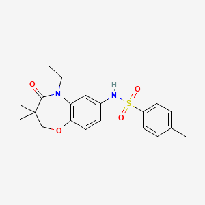 molecular formula C20H24N2O4S B2665202 N-(5-ethyl-3,3-dimethyl-4-oxo-2,3,4,5-tetrahydrobenzo[b][1,4]oxazepin-7-yl)-4-methylbenzenesulfonamide CAS No. 922103-55-7