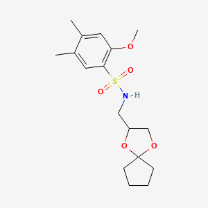 N-(1,4-dioxaspiro[4.4]nonan-2-ylmethyl)-2-methoxy-4,5-dimethylbenzenesulfonamide
