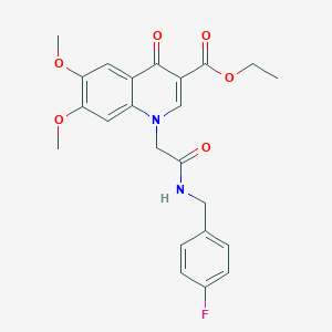 molecular formula C23H23FN2O6 B2665209 Ethyl 1-({[(4-fluorophenyl)methyl]carbamoyl}methyl)-6,7-dimethoxy-4-oxo-1,4-dihydroquinoline-3-carboxylate CAS No. 2415472-18-1