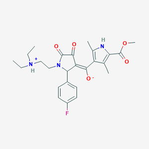 molecular formula C25H30FN3O5 B266521 (E)-{1-[2-(diethylammonio)ethyl]-2-(4-fluorophenyl)-4,5-dioxopyrrolidin-3-ylidene}[5-(methoxycarbonyl)-2,4-dimethyl-1H-pyrrol-3-yl]methanolate 