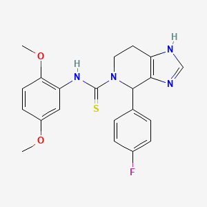 molecular formula C21H21FN4O2S B2665210 N-(2,5-二甲氧基苯基)-4-(4-氟苯基)-6,7-二氢-3H-咪唑并[4,5-c]吡啶-5(4H)-羰基硫脲 CAS No. 847407-04-9