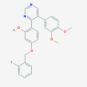 2-[5-(3,4-Dimethoxyphenyl)pyrimidin-4-yl]-5-[(2-fluorophenyl)methoxy]phenol