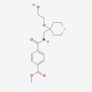 molecular formula C17H23NO5S B2665220 methyl 4-(((4-(2-hydroxyethoxy)tetrahydro-2H-thiopyran-4-yl)methyl)carbamoyl)benzoate CAS No. 2320681-76-1