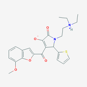 molecular formula C24H26N2O5S B266523 (E)-{1-[2-(diethylammonio)ethyl]-4,5-dioxo-2-(thiophen-2-yl)pyrrolidin-3-ylidene}(7-methoxy-1-benzofuran-2-yl)methanolate 