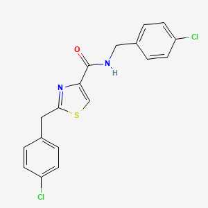 molecular formula C18H14Cl2N2OS B2665235 N,2-双[(4-氯苯基)甲基]-1,3-噻唑-4-甲酰胺 CAS No. 478030-48-7