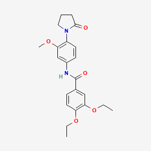 molecular formula C22H26N2O5 B2665237 3,4-diethoxy-N-(3-methoxy-4-(2-oxopyrrolidin-1-yl)phenyl)benzamide CAS No. 941889-46-9