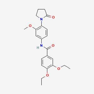 molecular formula C22H26N2O5 B2665237 3,4-diethoxy-N-[3-methoxy-4-(2-oxopyrrolidin-1-yl)phenyl]benzamide CAS No. 941889-46-9