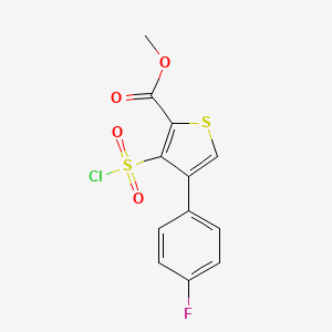molecular formula C12H8ClFO4S2 B2665248 甲基3-(氯磺酰)-4-(4-氟苯基)噻吩-2-羧酸甲酯 CAS No. 1708079-74-6